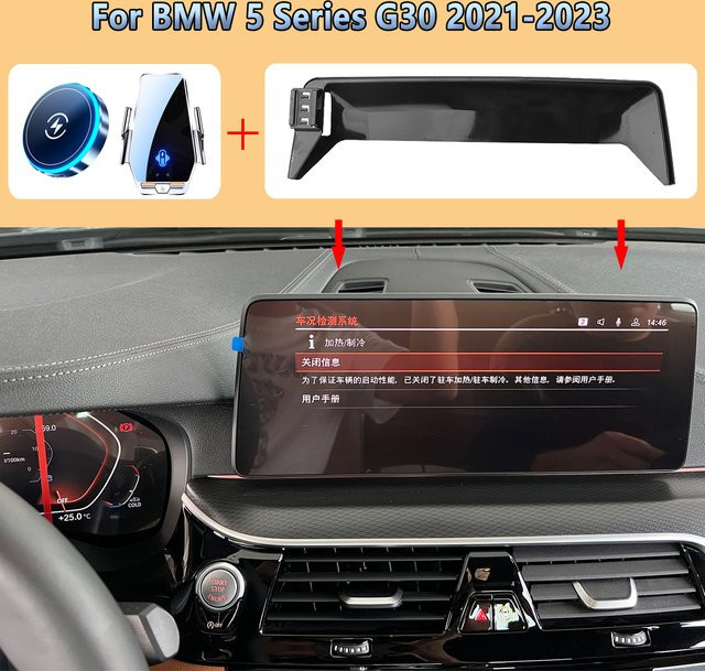 Magnetische MagSafe Smartphone Halterung mit kabelloser Ladefunktion für BMW 5er G30 in Schwarz - Bild 1