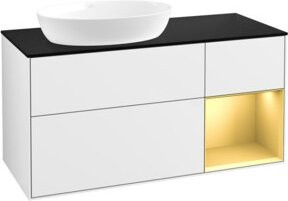 V&B Waschtischunterschrank Finion mit Wandbeleuchtung, Farbe Weiß lackiert mit Gold, Breite: 120 cm, Höhe: 50,1 cm, Tiefe: 50,1 cm - Bild 1