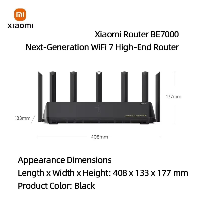 Xiaomi Mi Router BE7000 WiFi 7 Tri-Band Mesh Router in Schwarz mit 4 x 2,5 G Ethernet-Ports und USB 3.0 - Bild 3