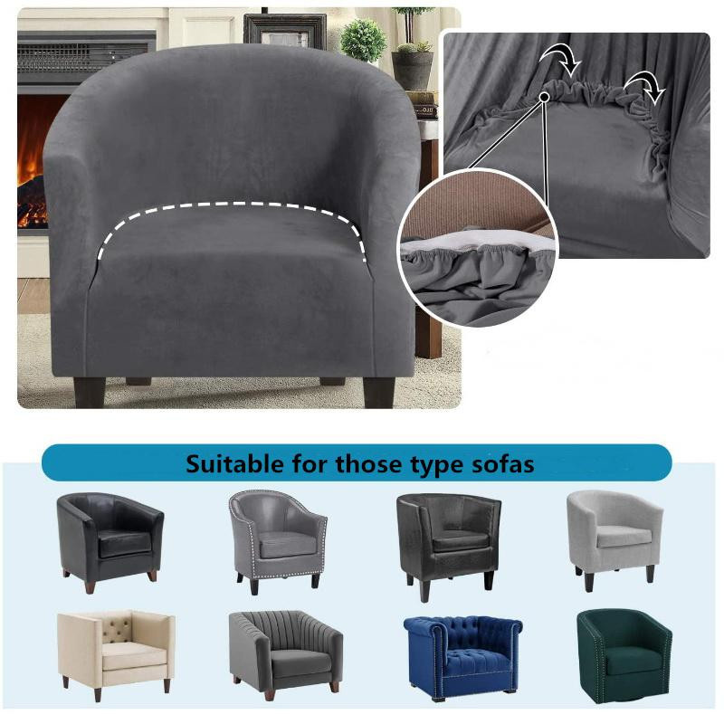 Housmife Rutschfester Stretch-Sofabezug für runden Einsitzer-Sessel, Polyester, Mehrfarbig - Bild 2