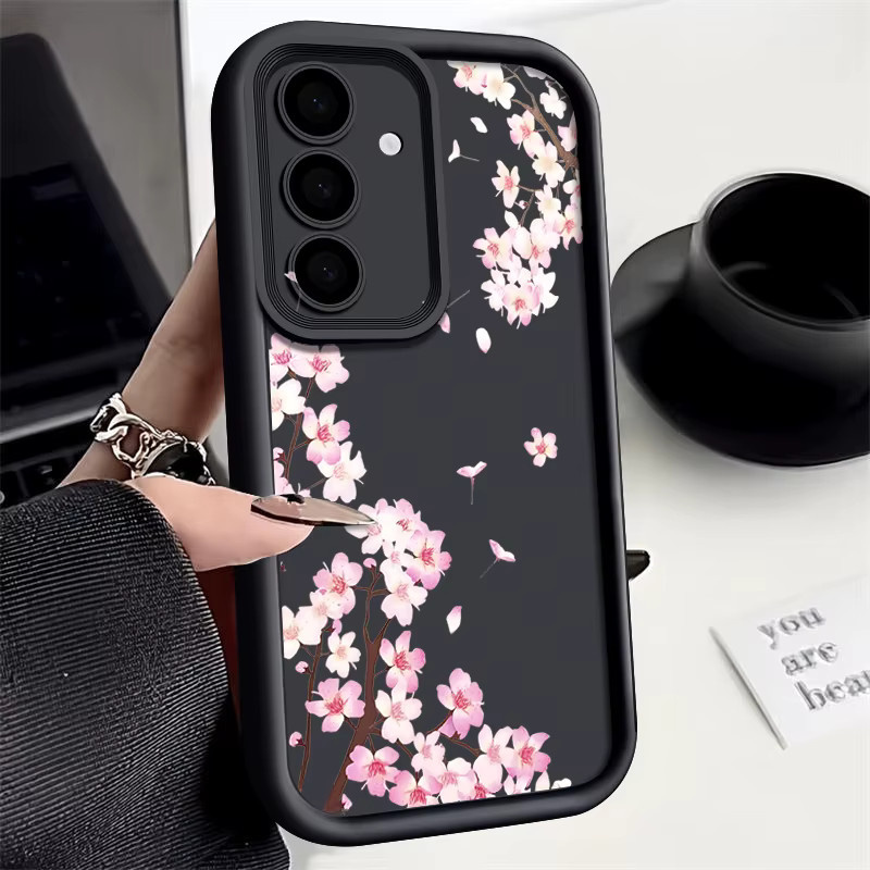 Samsung Handyhülle aus weichem Silikon mit rosa Pfirsichblüten-Muster für Galaxy S25 S24 S23 Ultra S25 Edge S24 S23 FE S22 Plus in Pink, Weiß und Multicolour - Bild 3