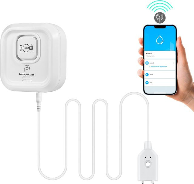 KERUI Tuya Smart WIFI Wasserleckalarmmelder mit 100db Alarm in Weiß - Bild 1
