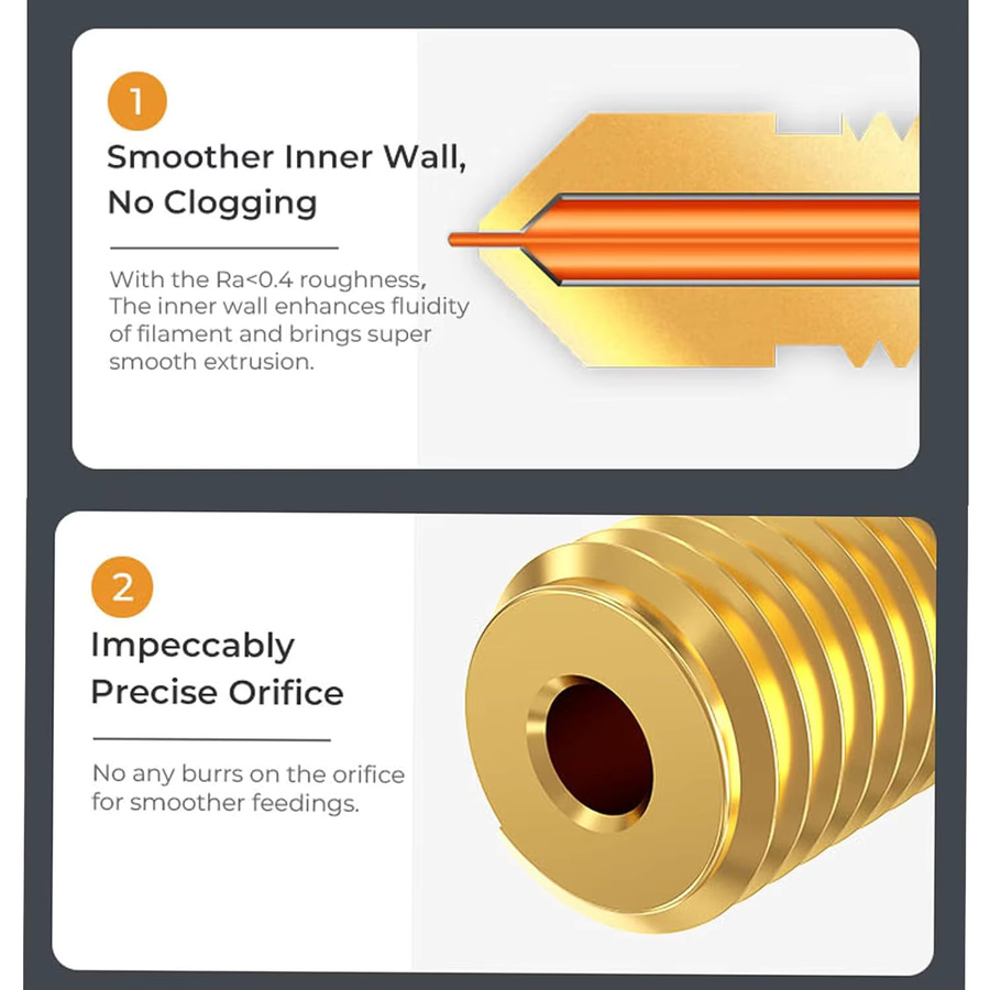 Creality Ender 3 V3 SE Düsensatz mit goldfarbenen hochtemperaturbeständigen Extruderdüsen und Silikonabdeckung für Ender 5 S1 und Ender 7 - Bild 4