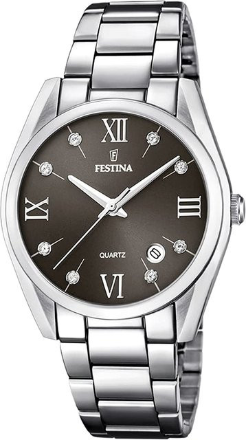 Festina Damenuhr Boyfriend Collection, Quarz, Edelstahl, 37 mm, Grau - Bild 1