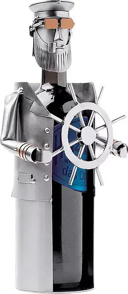 Weinflaschenhalter Kapitän von Hinz & Kunst aus Metall in Silber mit maritimem Design - Bild 1