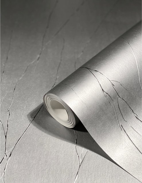 Marburg Vliestapete Uni Crushed-Optik Streifen Modern Silber Breite: 0,7 m, Länge: 10,05 m - Bild 1