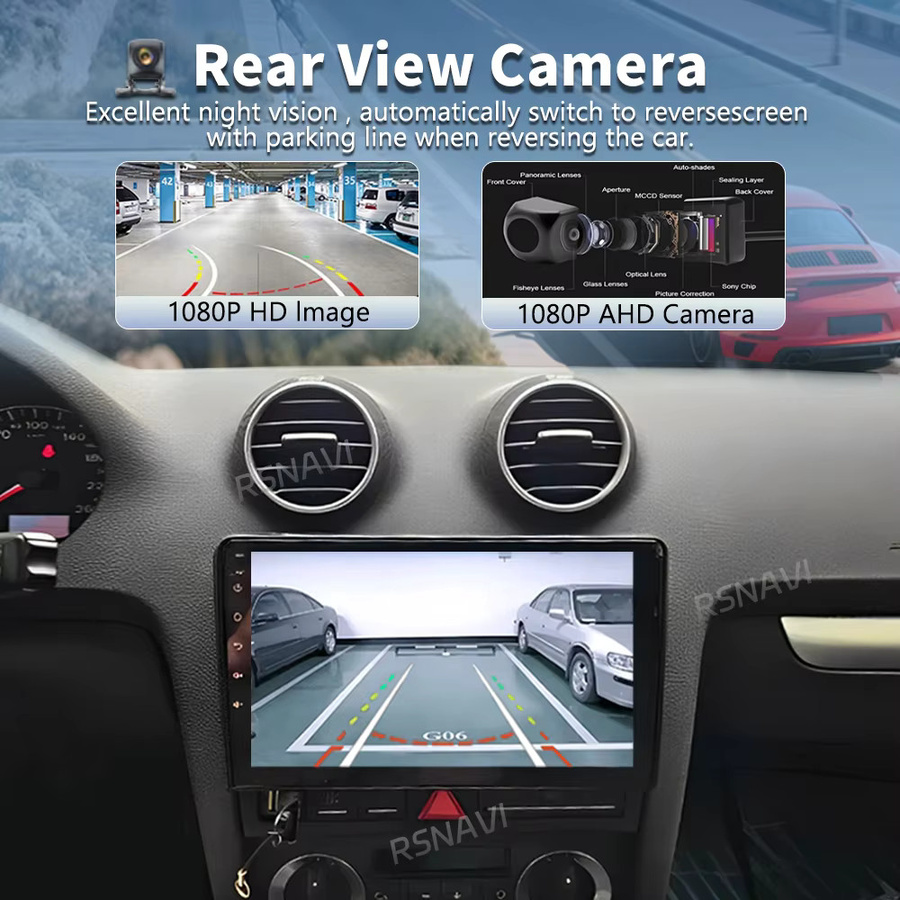 RSNAVI Android 16 Autoradio mit 2K QLED Display für Audi A3 2 8P 2003-2013, S3 2 2006-2012 und RS3, Multimedia-Videoplayer mit GPS, CarPlay und 4G in Schwarz - Bild 2