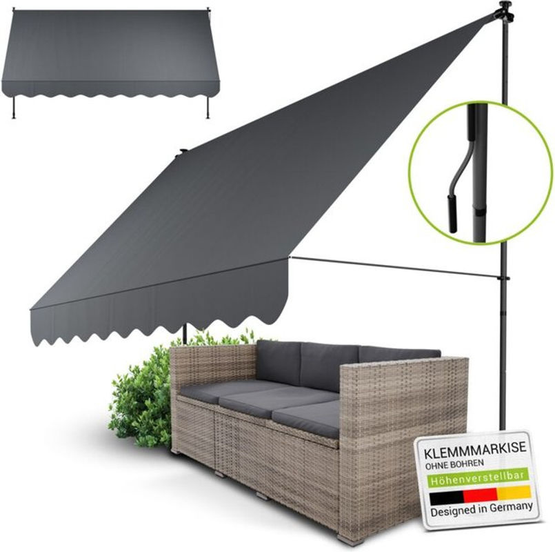 Juskys Klemmmarkise Kapstadt Grau B/H: 350 x 120 cm - Bild 2