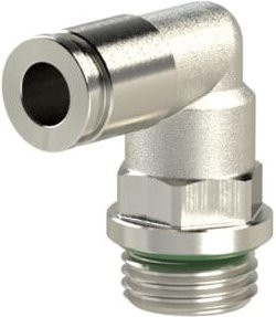 Riegler L-Steckverschraubung metallica drehbar aus Messing in Silber, G 1/2 a., für Schlauch-Ø 16 mm - Bild 1