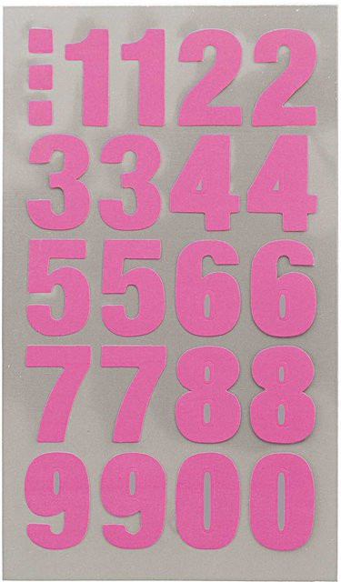Rico Design Paper Poetry Office Sticker Zahlen in Neonpink, 4 Bogen - Bild 1