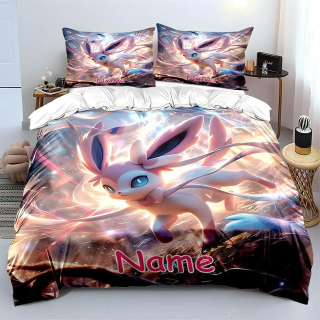 Personalisierbares Pokemon Pixi-Druck Bettwäsche-Set für Kinder mit 1 Bettbezug und 2 Kissenbezügen, Mehrfarbig, B/H: 180 x 210 cm - Bild 1