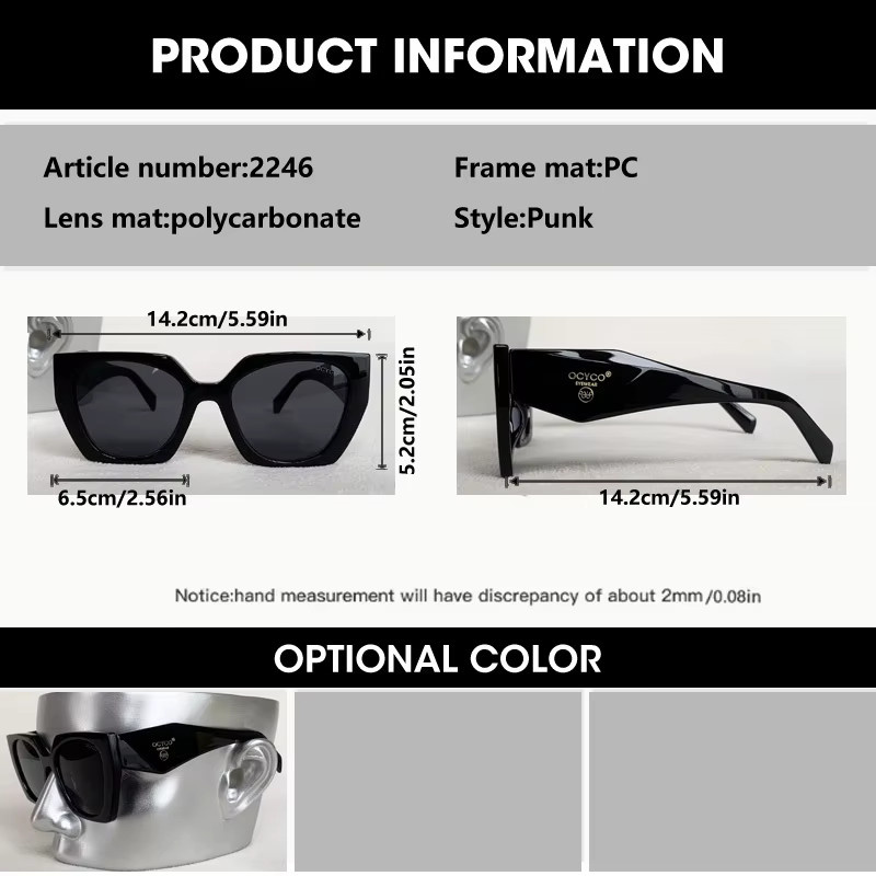 OCYCO Cat-Eye Sonnenbrille, Vollrand, Schwarz, Kunststoff, Damen - Bild 2