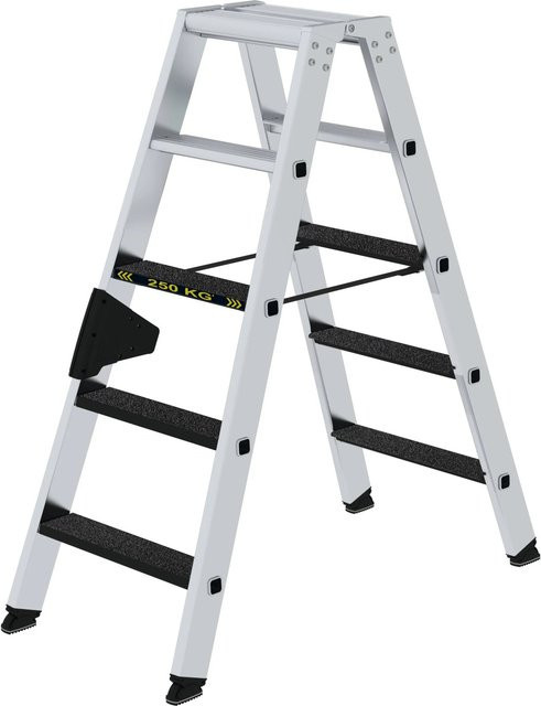 PROREGAL Stufen-Stehleiter Clip-Step R13 beidseitig begehbar, Farbe: Silber, Tragkraft: 250 kg, 2 x 5 Stufen - Bild 1