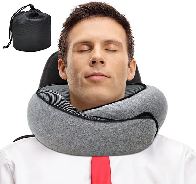 Säbelmoire Reisekissen in Schneckenform aus Memory Foam in Dunkelgrau - Bild 1