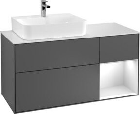 V&B Waschtischunterschrank Finion mit Wandbeleuchtung, Weiß lackiert, Breite: 120 cm, Tiefe: 50,1 cm, Höhe: 50,1 cm - Bild 1