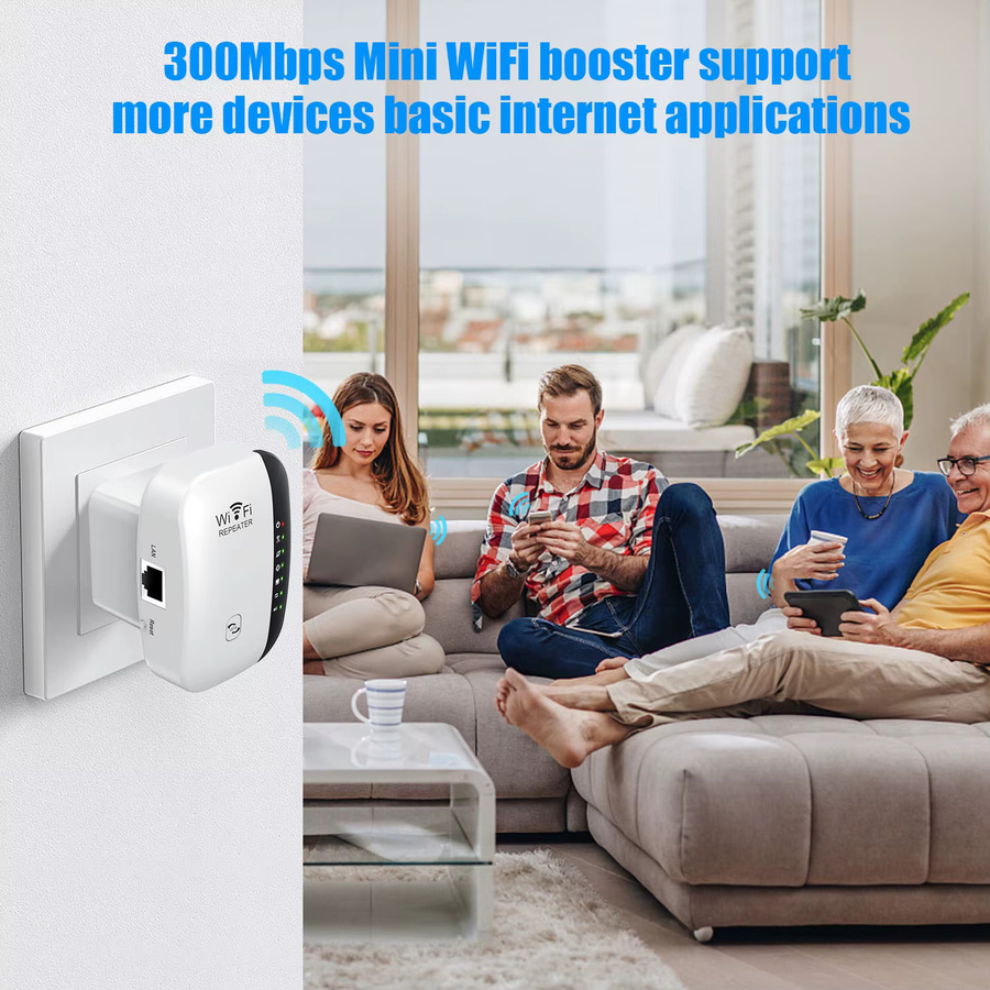 Kebidumei Wireless WIFI Repeater 300Mbps 2,4G WLAN Verstärker und Range Extender in Weiß - Bild 3