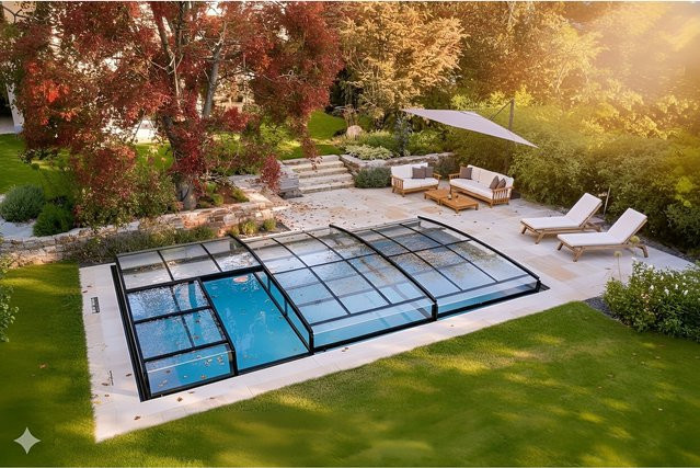Poolüberdachung Aqualina aus Aluminium von Prestige Home Living Outdoor, Teleskop-System, B/T/H: 6,63 x 3,26 x 0,8 m - Bild 1