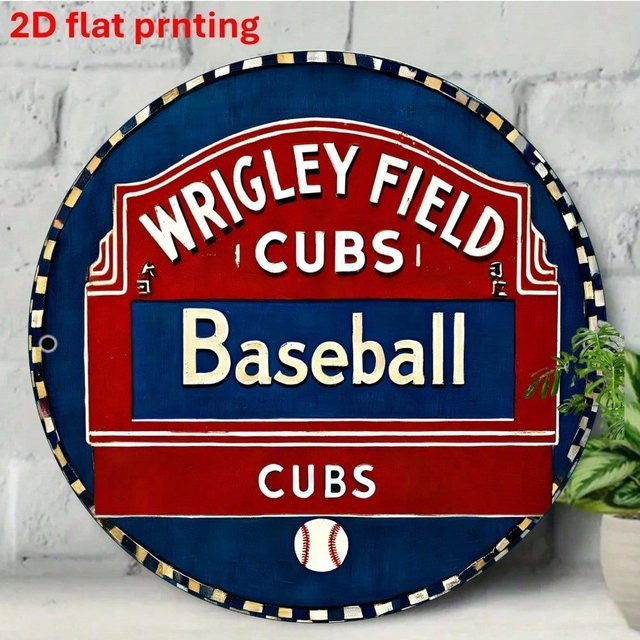 CIFBUY Vintage Aluminium Blechschild Wrigley Field Chicago Cubs Retro Wanddekoration, Mehrfarbig, 20,32 x 20,32 cm - Bild 1