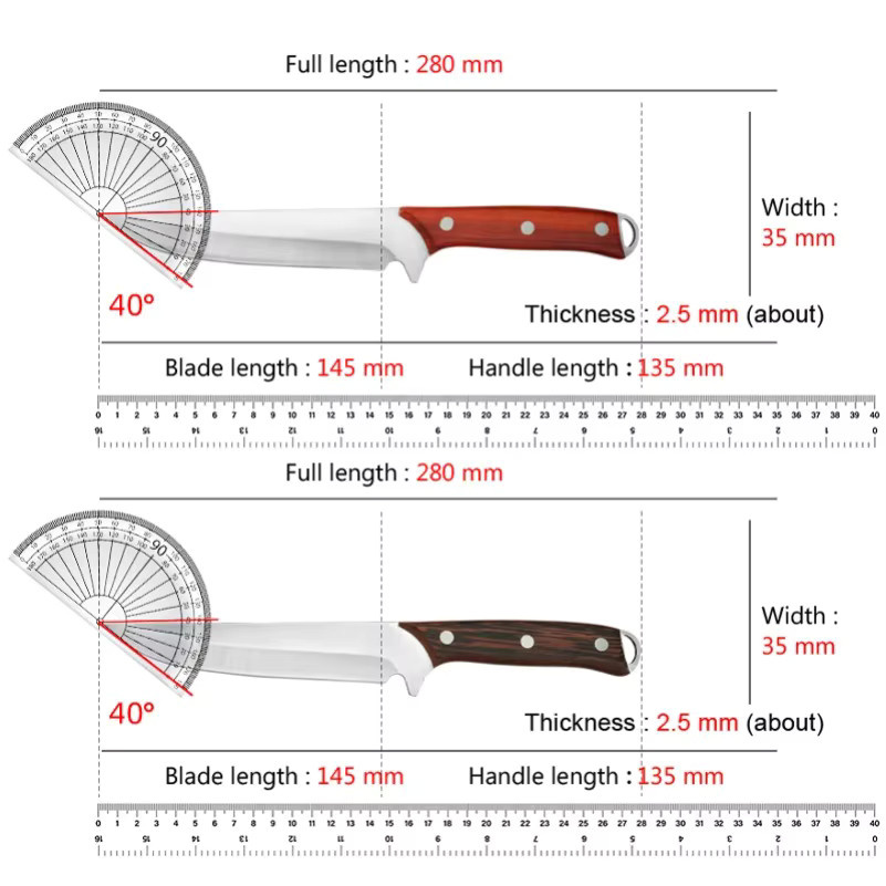 InLeung Handgeschmiedetes Allzweckmesser mit Holzgriff und Schutzhülle - Bild 4