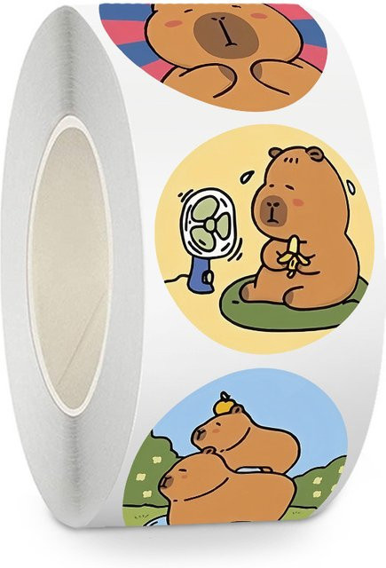Story Store Capybara Design Rollband Multicolor, 500 Stück pro Rolle, Dekoratives Bastelband aus Papier für Umschläge, Notizbücher und Aufkleber - Bild 1