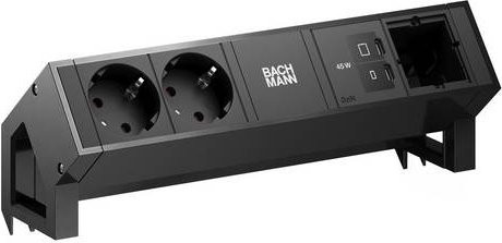 Bachmann DESK2 Steckdosenleiste in Schwarz mit 2x CEE7/3 und 1x USB-C - Bild 1