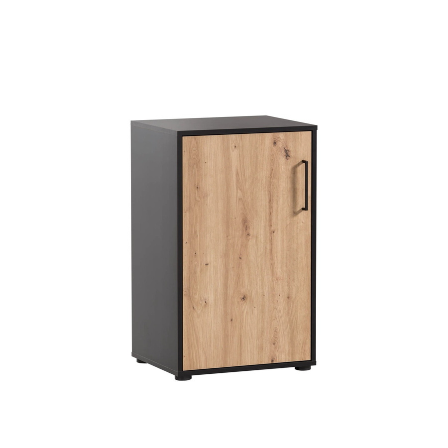 PROREGAL Aktenschrank Raven Small in Eiche-dunkel und Schwarz mit 1 Flügeltür und Soft-Close-Funktion, H x B x T: 84 x 51 x 41 cm - Bild 2
