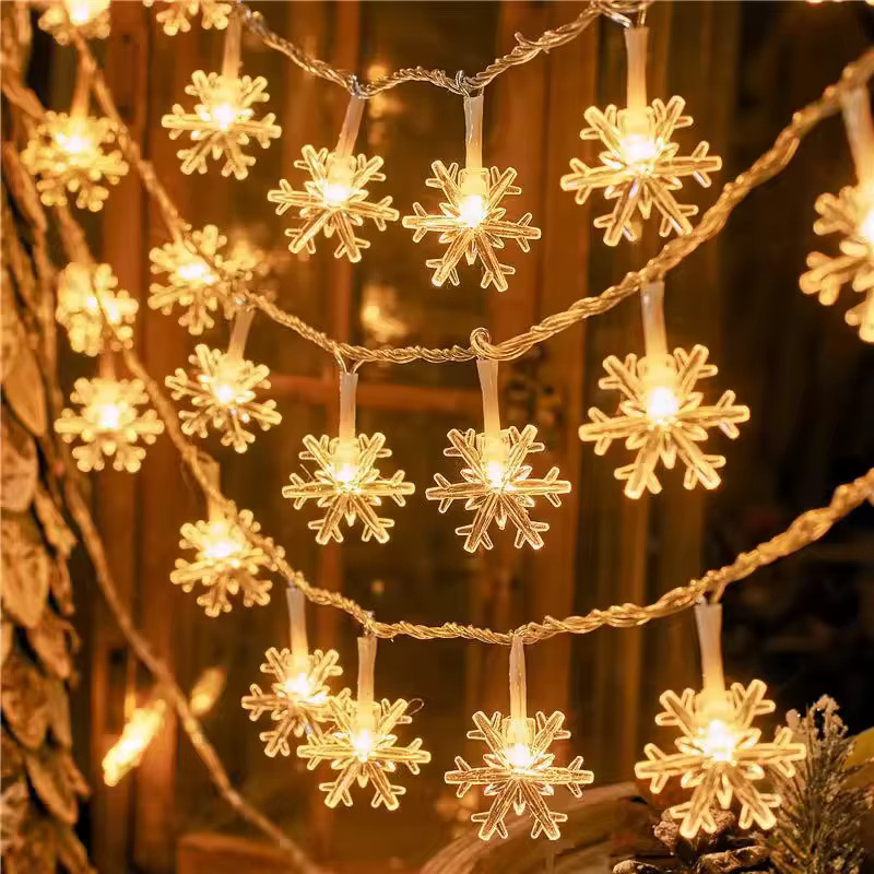 Schneeflocken-Lichterkette in Warmweiß mit USB- und Batteriebetrieb für Weihnachts- und Partydekoration - Bild 3