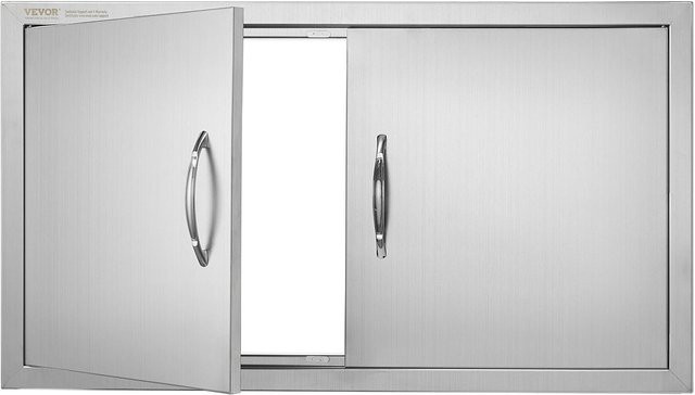 Buying Solutions, MB Grillzugangstür aus Edelstahl in Silber, bündig einbaubare Doppeltür für Außenküche und Grillinsel, B/H: 86,3 x 48,2 cm - Bild 1