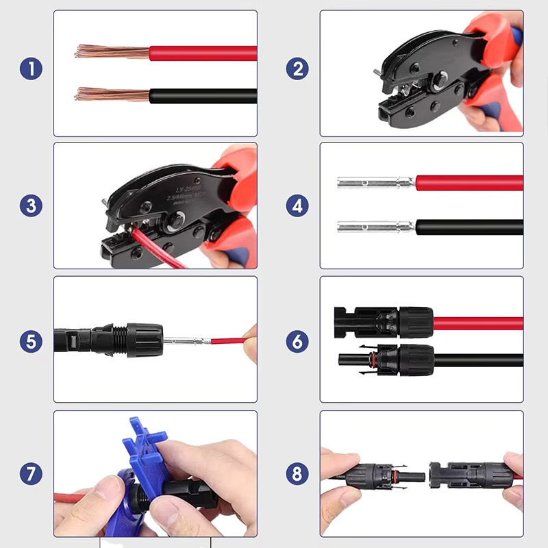 Solar Connector Kit PV Stecker für Photovoltaik Kabel 2,5/4/6mm2, 1000V DC 30A, Farbe: Schwarz - Bild 4