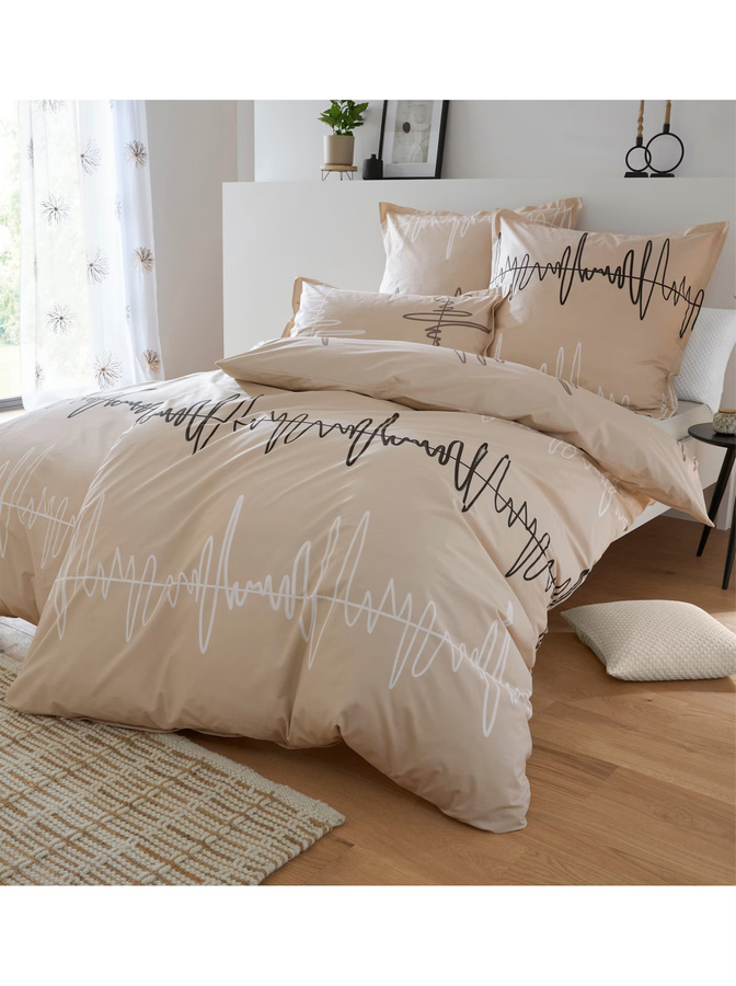 Heine Home Bettwäsche aus 100% Baumwolle in Mako-Satin, Graphic Design, Sand/Beige, B/H: 135 x 200 cm + 80 x 80 cm - Bild 2