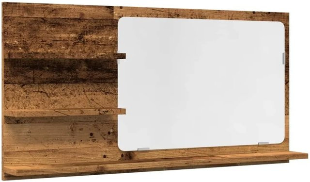 vidaXL Badspiegel mit Ablagen in Altholz-Optik, Farbe: Braun, B/H/T: 90 x 45 x 11 cm - Bild 1
