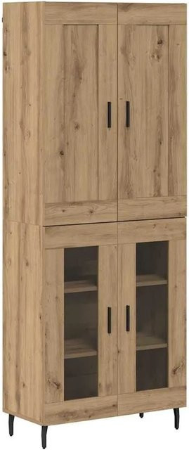 vidaXL Highboard 2-teilig Artisan-Eiche mit Glastüren aus Glas und Engineered Wood, B/H/T: 180 x 60 x 34 cm - Bild 1
