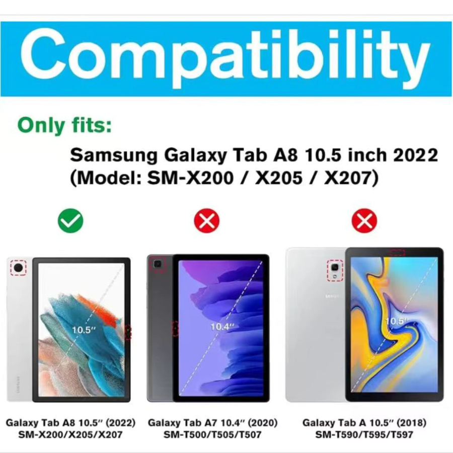 Samsung Tablet-Hülle für Tab A8 10,5 Zoll 2022 (SM-X200/X205) mit integriertem T-förmigen Ständer und Rundumschutz in zweifarbigem Design - Bild 1