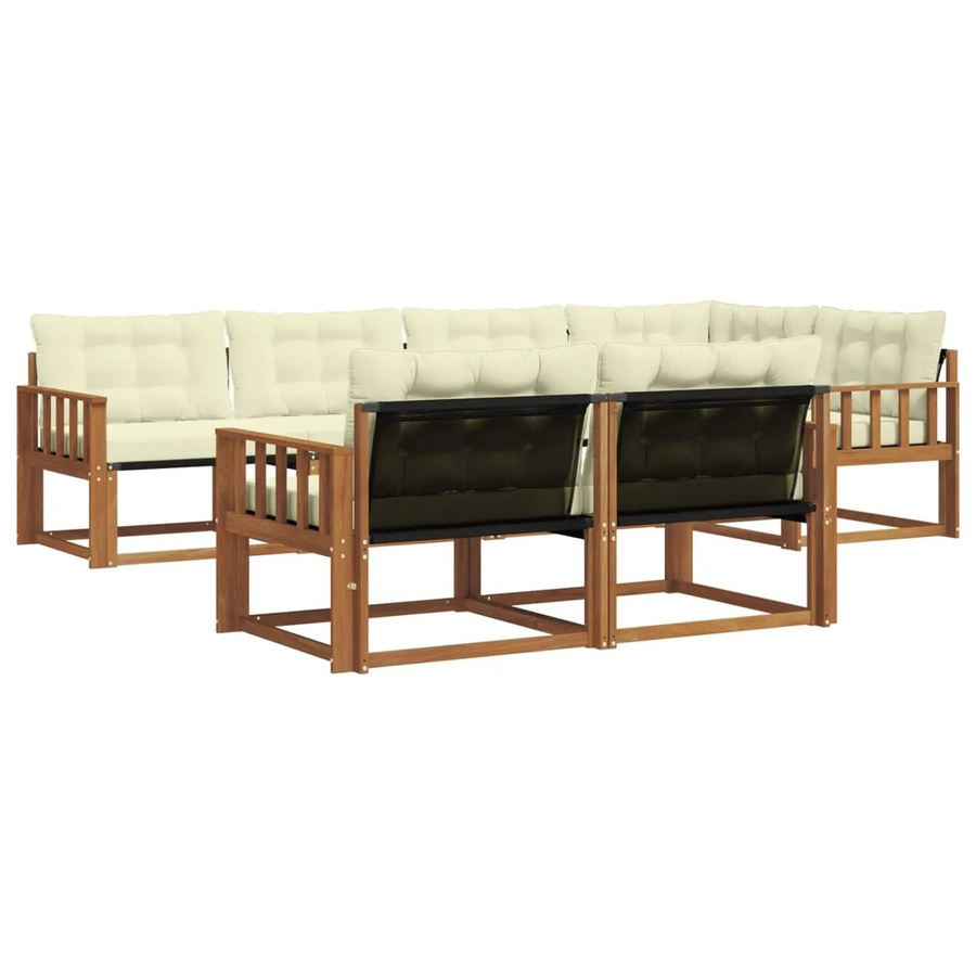 vidaXL Outdoor-Sofagarnitur 7-teilig aus Akazienholz mit Kissen in Natur und Creme - Bild 2