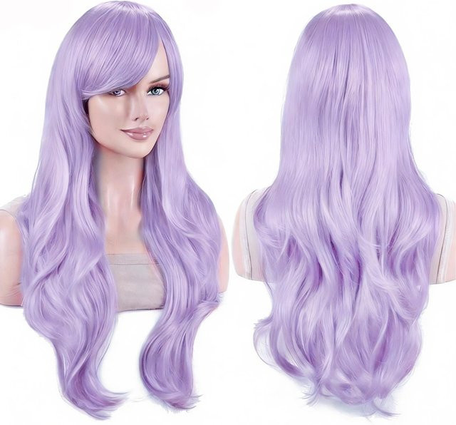 Lila Cosplay Perücke, lang gewellt, Synthetikhaar, für Mädchen - Bild 1