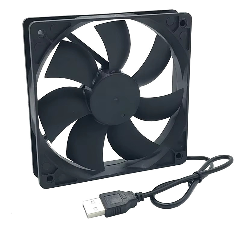 OUYUANSU USB-Abluft-Lüfter mit Flüssigkeitslager in Schwarz, B/T/H: 120 x 120 x 25 mm und 80 x 80 x 25 mm, 12 Volt - Bild 3