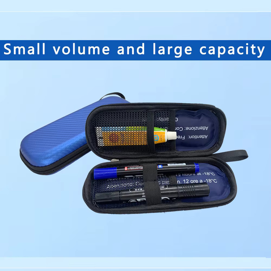 Tragbare Insulin-Kühltasche von coolweyoyo in Blau, wasserdichte und thermisch isolierte medizinische Kühltasche für Diabetiker aus PU-Material - Bild 3