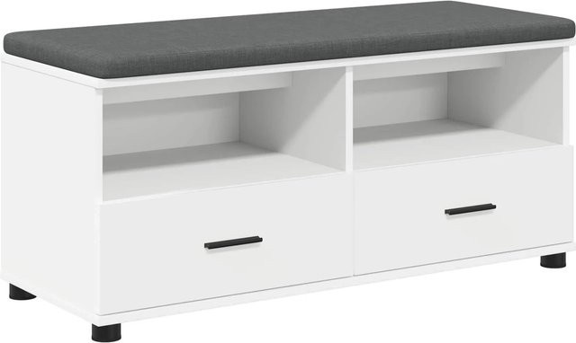 vidaXL Flurbank mit Kissen und Schubladen in Weiß, B/T/H: 100 x 38 x 46 cm - Bild 1
