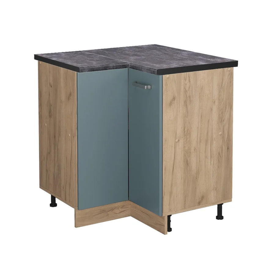 Vicco Eckunterschrank R-Line Küchenschrank in Blau-Grau/Goldkraft Eiche und Anthrazit, B/T/H: 75,6 x 60,0 x 81,6 cm - Bild 2