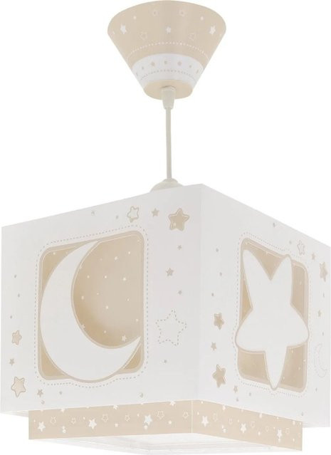 Dalber Kinderzimmer Deckenlampe Luna und Sterne in Beige und Transparent mit höhenverstellbarer Aufhängung - Bild 1