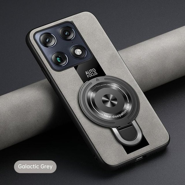 Stoßfeste Motorola Handyhülle mit magnetischem Ringhalter für Moto X70 Air Pro und Edge 70 Ultra in Grau, kompatibel mit kabellosem Laden - Bild 1