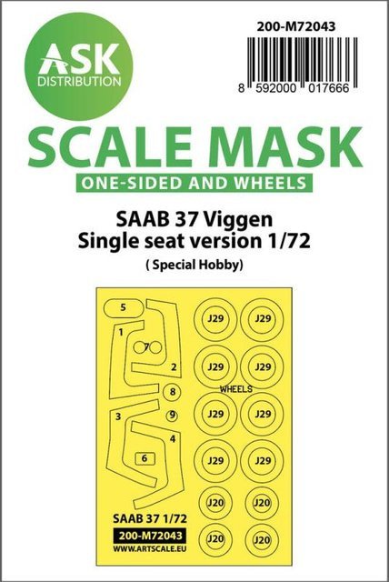 Special Hobby SAAB 37 Viggen single seater, One-sided painting mask, 1:72 - Bild 1