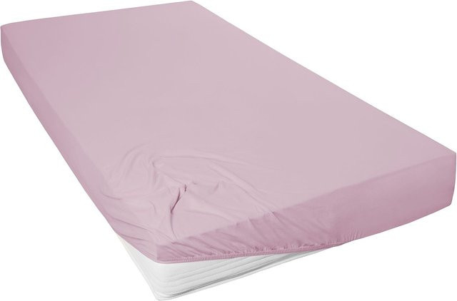 PRIMERA Mako-Feinjersey Spannbetttuch aus Baumwolle, Farbe: Mauve, B/T: 90 x 100 cm, L: 200 cm - Bild 1