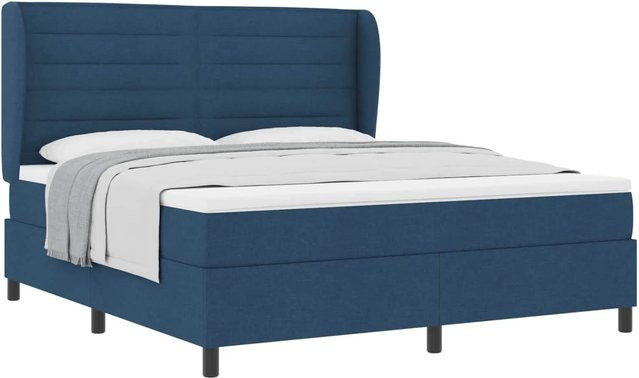 vidaXL Boxspringbett mit Matratze und Kopfteil in Blau, Stoff, B/T: 180 x 200 cm - Bild 1