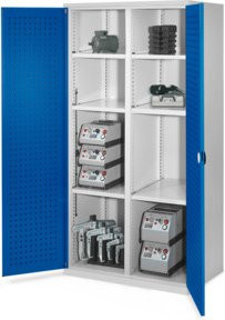 Kappes Schwerlastschrank MMT Mod. 51 aus Stahl mit Türen und Lochplatten innen, Farbe: Grau, H x B x T: 195 x 100 x 60 cm - Bild 1