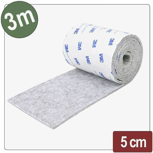 Quadrios 26SA121 Filzgleiter selbstklebend rund Grau 3m Länge, Durchmesser: 50 mm, Höhe: 4 mm - Bild 1