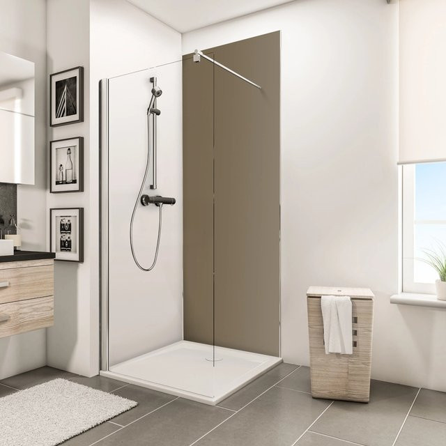 Schulte ExpressPlus Duschrückwand DecoDesign Aluminium in Beige mit Fliesenoptik B/H: 90 x 210 cm - Bild 1