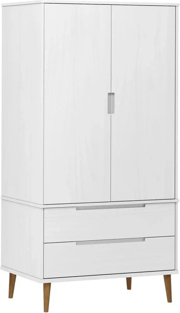 vidaXL Kleiderschrank MOLDE Weiß aus Massivholz Kiefer mit integrierten Schubladen im skandinavischen Design, B/T/H: 90 x 55 x 175 cm - Bild 1