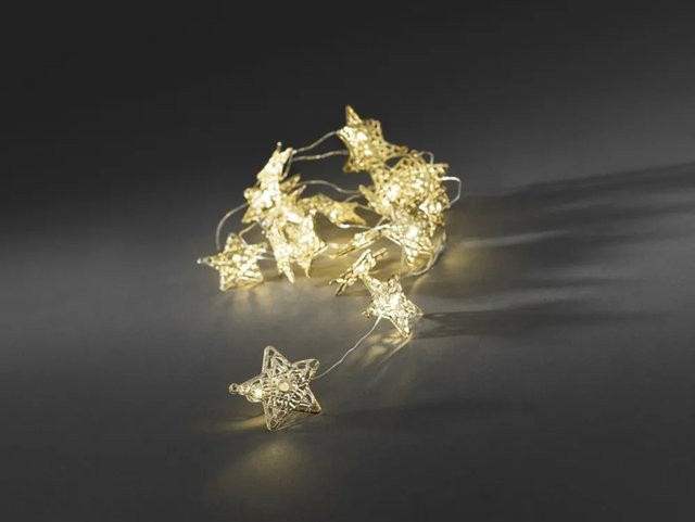 Konstsmide LED Dekokette mit Metallsternen in Gold und warmweißem Licht - Bild 1
