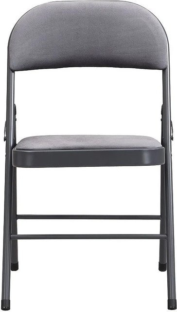 Vente-unique Stuhl Ortensia in Grau aus Samt und Metall mit einer Sitzhöhe von 46 cm - Bild 1